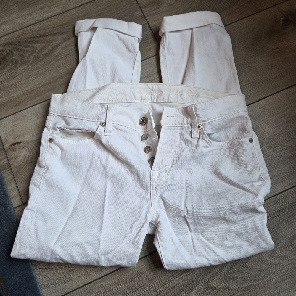 7 For All Mankind Off-White Button-Fly Jeans